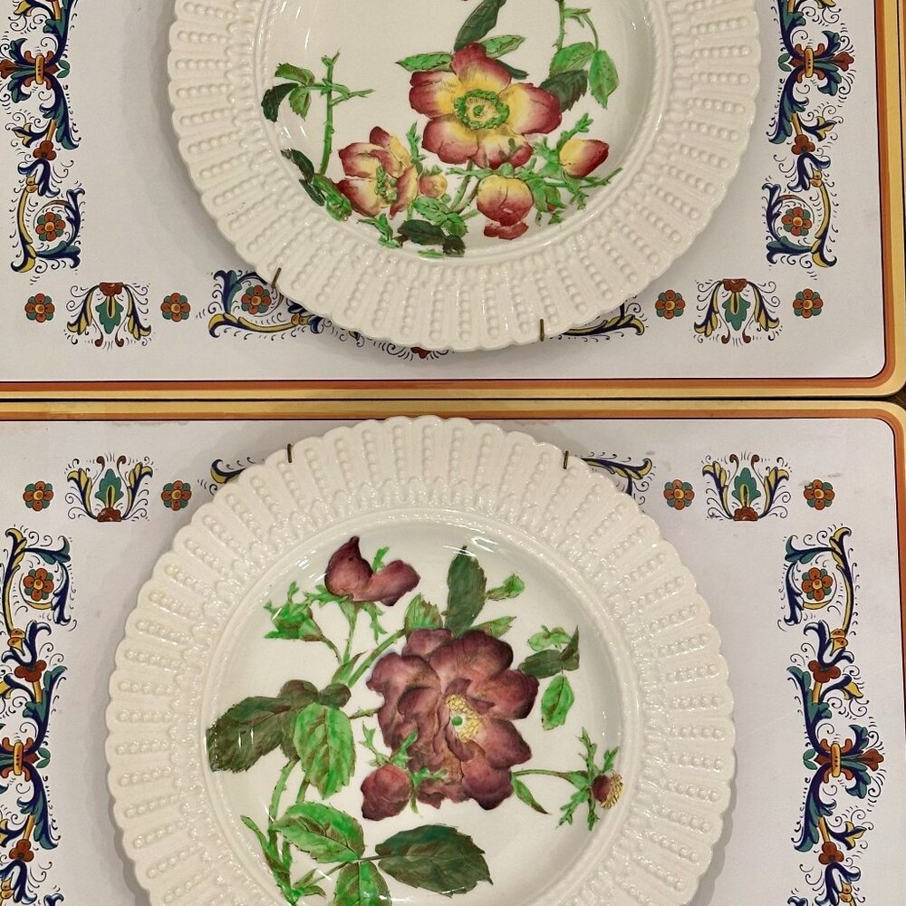 antique Royal Cauldon "Flower Series" luncheon plates from the 1920s